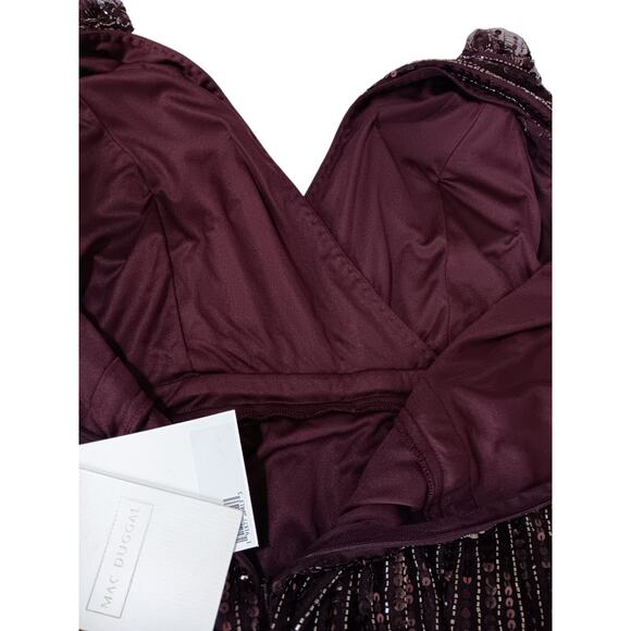 NEW MAC DUGGAL Dress -READ- Plus 18 Purple Aubergine Formal Maxi Beaded Sequins - Picture 13 of 15